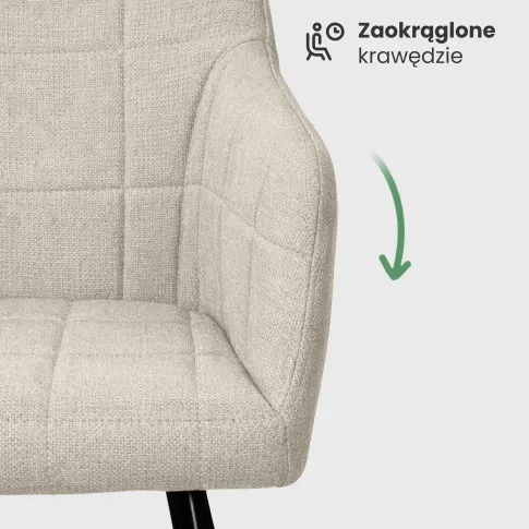 Szczegółowe zdjęcie nr 6 produktu 6x Krzesło tapicerowane z przeszyciami kwadratowymi Beżowe LUXANO Czarne nogi tkanina Lumos