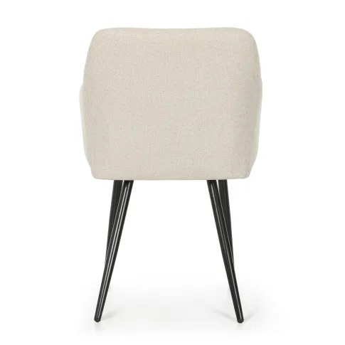 Szczegółowe zdjęcie nr 5 produktu 6x Krzesło tapicerowane z przeszyciami kwadratowymi Beżowe LUXANO Czarne nogi tkanina Lumos