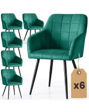 Zestaw 6 zielonych metalowych krzeseł pikowanych - Cormelis 4X w sklepie Edinos.pl