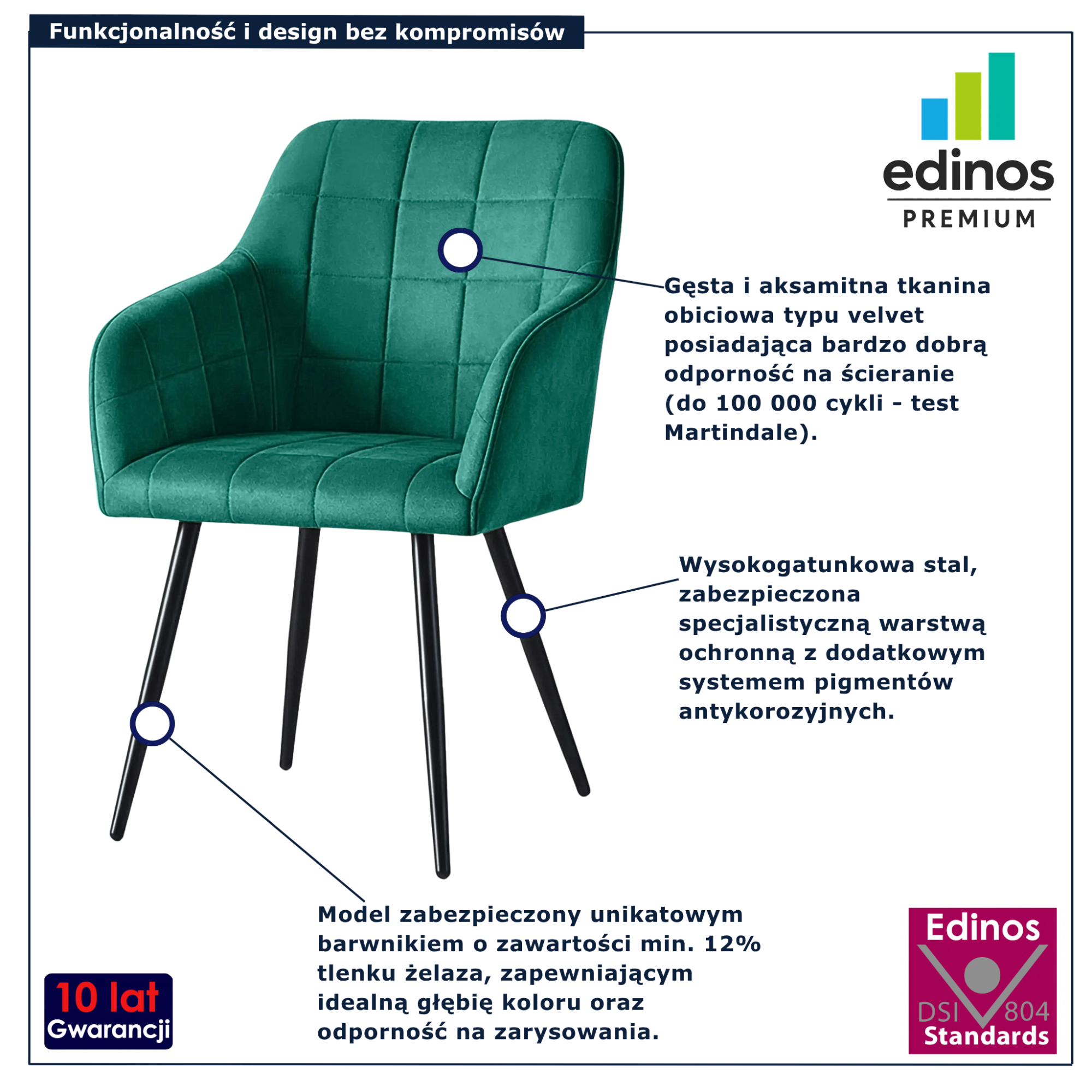 Zielone krzesło tapicerowane Cormelis 4X