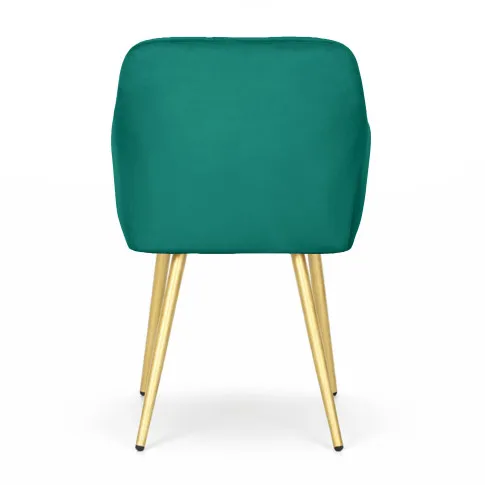 Szczegółowe zdjęcie nr 5 produktu 6x Krzesło tapicerowane z przeszyciami kwadratowymi Butelkowa Zieleń LUXANO Złote nogi
