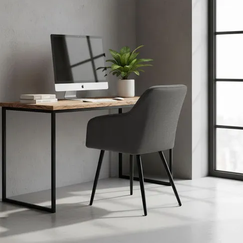 Szczegółowe zdjęcie nr 11 produktu 6x Krzesło tapicerowane z przeszyciami kwadratowymi Ciemny Grafit LUXANO Czarne nogi tkanina Lumos