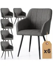 Zestaw 6 metalowych grafitowych krzeseł tapicerowanych - Cormelis 3X w sklepie Edinos.pl