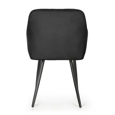 Szczegółowe zdjęcie nr 5 produktu 6x Krzesło tapicerowane z przeszyciami kwadratowymi Czarne LUXANO Czarne nogi