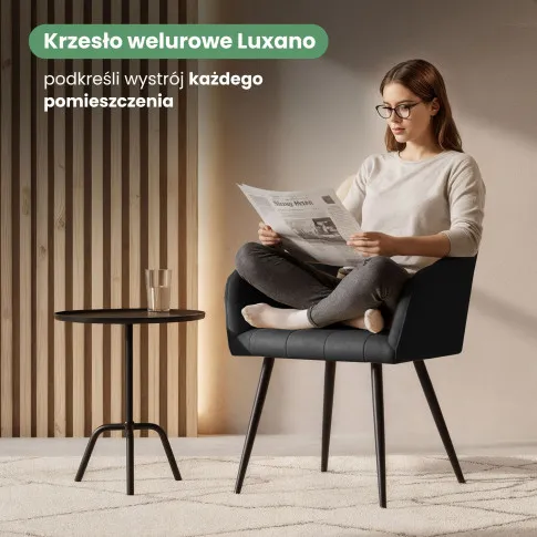 Szczegółowe zdjęcie nr 8 produktu 6x Krzesło tapicerowane z przeszyciami kwadratowymi Czarne LUXANO Czarne nogi