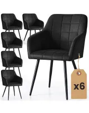 Zestaw 6 czarnych nowoczesnych krzeseł welurowych - Cormelis 4X w sklepie Edinos.pl