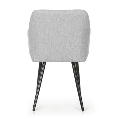 Szczegółowe zdjęcie nr 5 produktu 6x Krzesło tapicerowane z przeszyciami kwadratowymi Jasny Szary LUXANO Czarne nogi tkanina Lumos