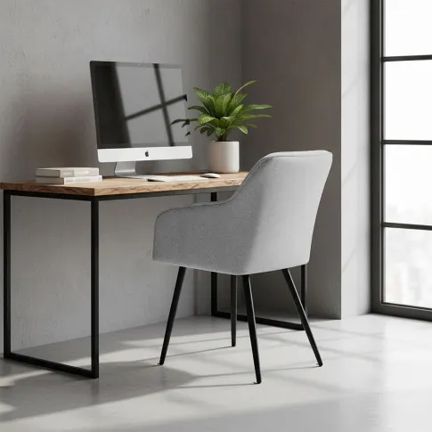 Szczegółowe zdjęcie nr 11 produktu 6x Krzesło tapicerowane z przeszyciami kwadratowymi Jasny Szary LUXANO Czarne nogi tkanina Lumos