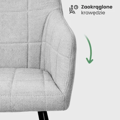 Szczegółowe zdjęcie nr 6 produktu 6x Krzesło tapicerowane z przeszyciami kwadratowymi Jasny Szary LUXANO Czarne nogi tkanina Lumos