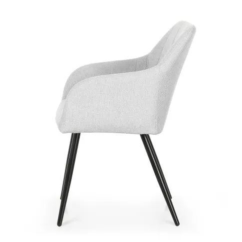 Szczegółowe zdjęcie nr 4 produktu 6x Krzesło tapicerowane z przeszyciami kwadratowymi Jasny Szary LUXANO Czarne nogi tkanina Lumos