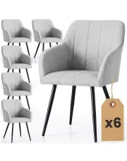 Zestaw 6 szarych krzeseł pikowanych - Cormelis 3X w sklepie Edinos.pl