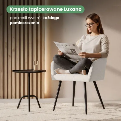 Szczegółowe zdjęcie nr 8 produktu 6x Krzesło tapicerowane z przeszyciami kwadratowymi Kremowe LUXANO Czarne nogi tkanina Lumos