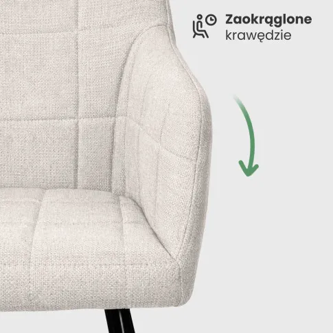 Szczegółowe zdjęcie nr 6 produktu 6x Krzesło tapicerowane z przeszyciami kwadratowymi Kremowe LUXANO Czarne nogi tkanina Lumos