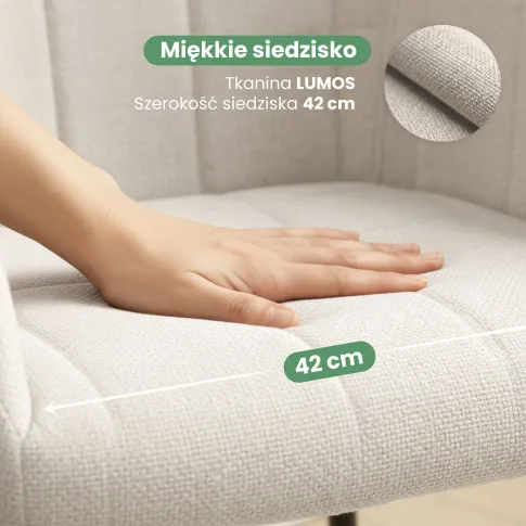 Szczegółowe zdjęcie nr 7 produktu 6x Krzesło tapicerowane z przeszyciami kwadratowymi Kremowe LUXANO Czarne nogi tkanina Lumos