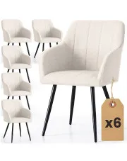 Zestaw 6 beżowych krzeseł pikowanych - Cormelis 3X w sklepie Edinos.pl