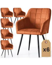 Zestaw 6 pomarańczowych nowoczesnych krzeseł pikowanych - Cormelis 4X w sklepie Edinos.pl
