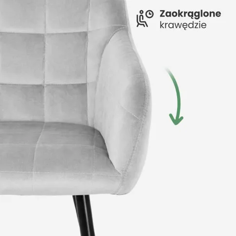 Szczegółowe zdjęcie nr 6 produktu 6x Krzesło tapicerowane z przeszyciami kwadratowymi Szare LUXANO Czarne nogi