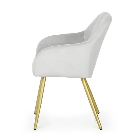 Szczegółowe zdjęcie nr 4 produktu 6x Krzesło tapicerowane z przeszyciami kwadratowymi Szare LUXANO Złote nogi