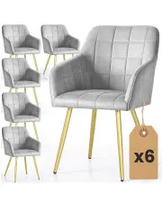 Zestaw 6 szarych krzeseł w stylu glamour - Cormelis 5X w sklepie Edinos.pl