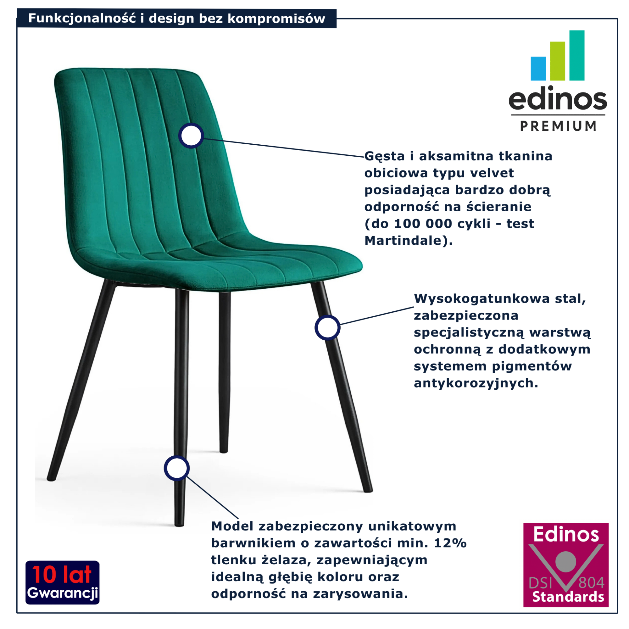 Zielone krzesło tapicerowane welurem Selvaro