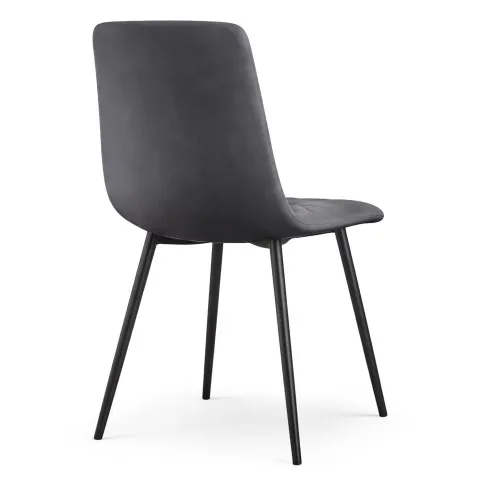 Szczegółowe zdjęcie nr 5 produktu Welurowe krzesło tapicerowane pikowane Ciemny Grafit MILO Czarne nogi