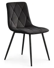 Czarne welurowe krzesło pikowane - Lumario w sklepie Edinos.pl