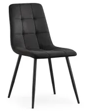 Czarne pikowane krzesło tapicerowane welurem - Verlino w sklepie Edinos.pl