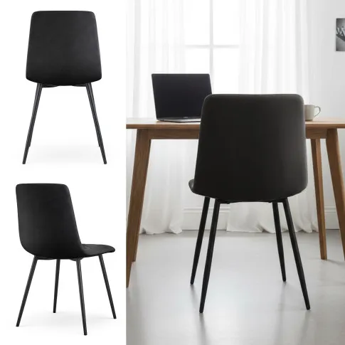 Szczegółowe zdjęcie nr 10 produktu Welurowe krzesło tapicerowane pikowane Czarne NERO Czarne nogi