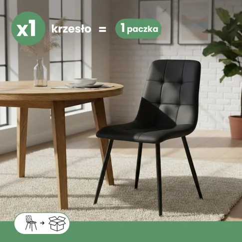 Szczegółowe zdjęcie nr 9 produktu Welurowe krzesło tapicerowane pikowane Czarne NERO Czarne nogi