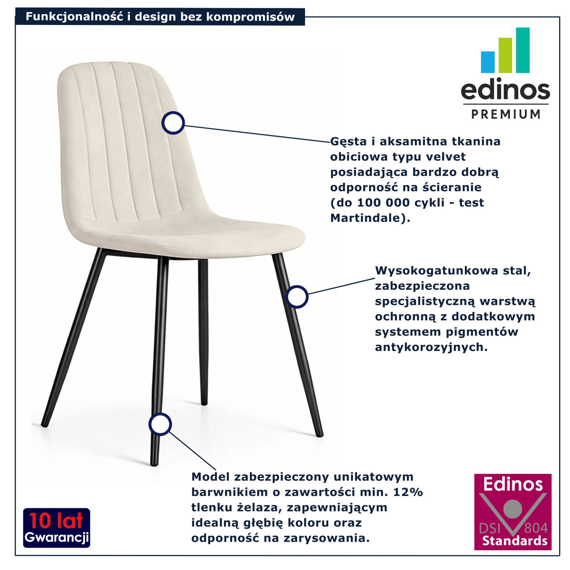 Kremowe krzesło tapicerowane welurem Alveri