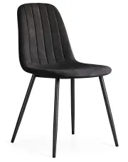 Czarne krzesło tapicerowane welurem - Alveri w sklepie Edinos.pl
