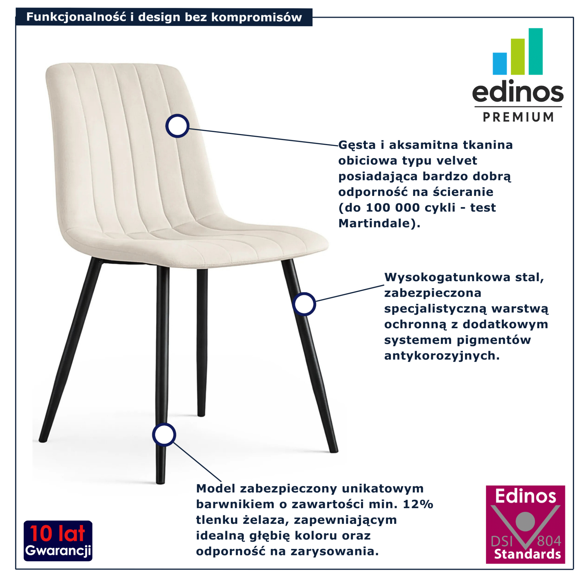 Kremowe krzesło tapicerowane welurem Selvaro