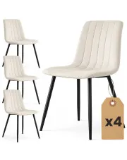 Zestaw 4 kremowych krzeseł pikowanych - Selvaro w sklepie Edinos.pl