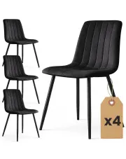Zestaw 4 czarnych krzeseł pikowanych - Selvaro w sklepie Edinos.pl