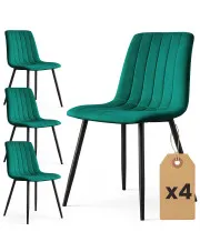 Zestaw 4 zielonych krzeseł welurowych - Selvaro w sklepie Edinos.pl