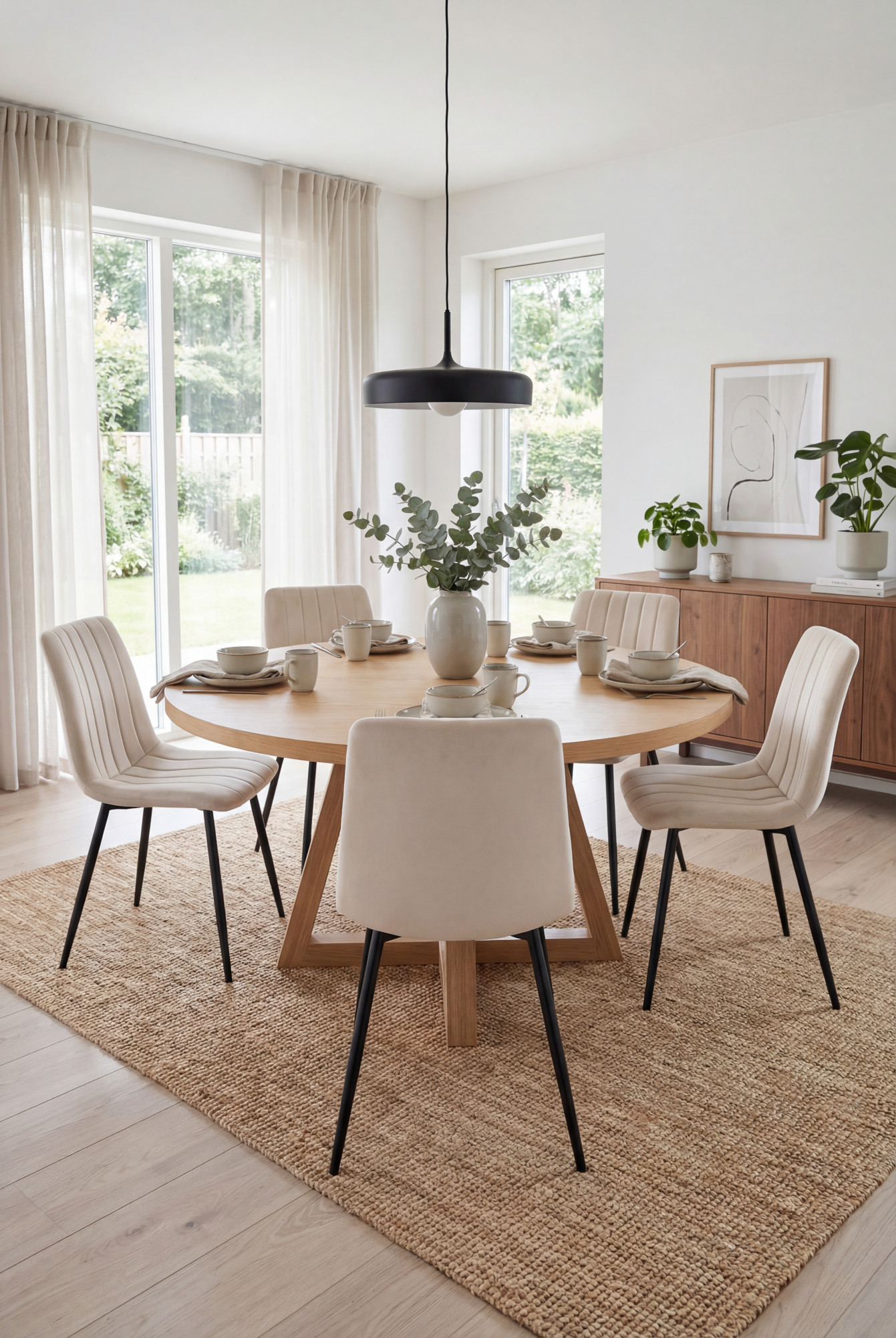 Aranżacja jadalni z kremowymi krzesłami Selvaro