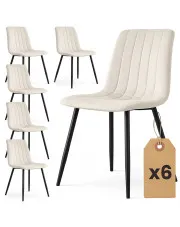Zestaw 6 kremowych krzeseł pikowanych - Selvaro w sklepie Edinos.pl