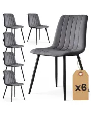 Zestaw 6 grafitowych krzeseł pikowanych - Selvaro w sklepie Edinos.pl