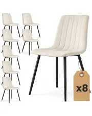 Zestaw 8 kremowych krzeseł pikowanych - Selvaro w sklepie Edinos.pl
