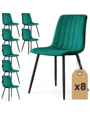 Zestaw 8 zielonych krzeseł welurowych - Selvaro w sklepie Edinos.pl