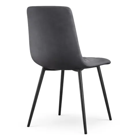 Szczegółowe zdjęcie nr 5 produktu 2x Welurowe krzesło tapicerowane pikowane Ciemny Grafit MILO Czarne nogi