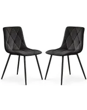 Zestaw 2 czarnych krzeseł tapicerowanych welurem - Lumario w sklepie Edinos.pl