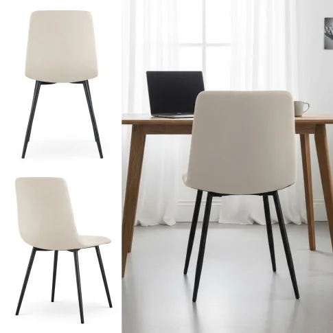 Szczegółowe zdjęcie nr 10 produktu 4x Welurowe krzesło tapicerowane pikowane Beżowe MILO Czarne nogi