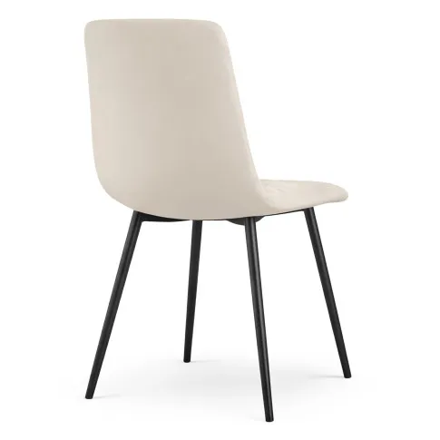 Szczegółowe zdjęcie nr 5 produktu 4x Welurowe krzesło tapicerowane pikowane Beżowe MILO Czarne nogi