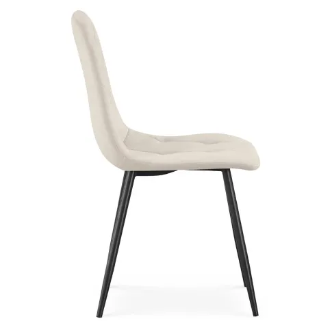 Fotografia 4x Welurowe krzesło tapicerowane pikowane Beżowe MILO Czarne nogi z kategorii Krzesła