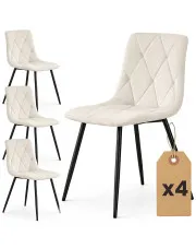 Zestaw 4 kremowych krzeseł pikowanych - Lumario w sklepie Edinos.pl