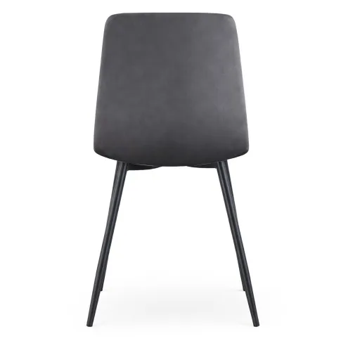 Szczegółowe zdjęcie nr 4 produktu 4x Welurowe krzesło tapicerowane pikowane Ciemny Grafit MILO Czarne nogi