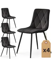 Zestaw 4 czarnych krzeseł welurowych - Lumario w sklepie Edinos.pl