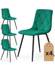 Zestaw 4 zielonych krzeseł welurowych - Lumario w sklepie Edinos.pl