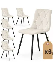 Zestaw 6 kremowych krzeseł tapicerowanych welurem - Lumario w sklepie Edinos.pl